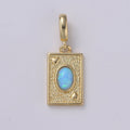 14K Gold Filled 25mm Blue, White Opal Textured Ace of Heart Playing Card Game Drop Rondelle Pendant | H348 H349