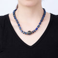 16K Gold Filled 10mm Lapis Lazuli Labradorite Tube Rectangle Gemstone Chain 19 Inch Necklace w. Push Gate Clasps | WA-00428