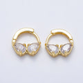 16K Gold Filled 13.5mm Double Clear CZ Teardrop Cartilage Huggie | Earrings-00756