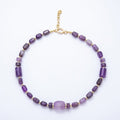 16K Gold Filled 15mm Amethyst Tube Rectangle Gemstone Chain 18.5 Inch Necklace w. Push Gate | WA-00391