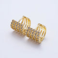 16K Gold Filled 15mm Micro Paved CZ Multiple Band Claw Cartilage Huggie | Earrings-00721