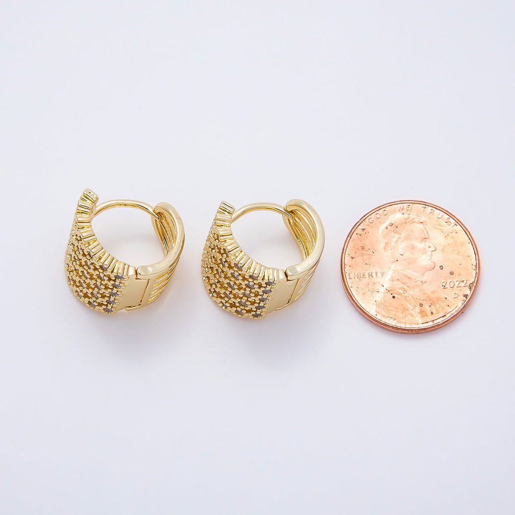16K Gold Filled 15mm Micro Paved CZ Multiple Band Claw Cartilage Huggie | Earrings-00721