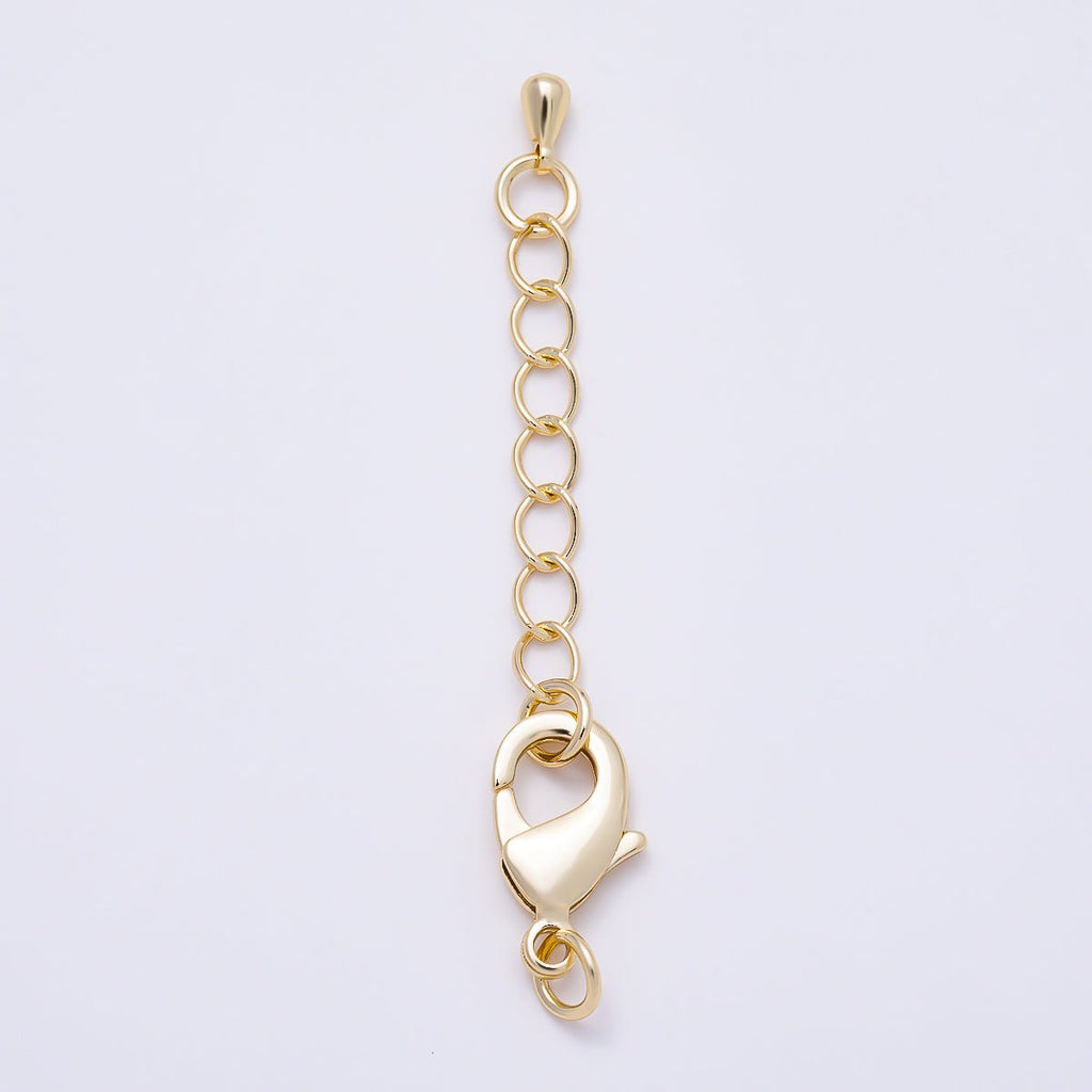 16K Gold Filled 15mm Minimalist Lobster Claw Clasps 1 Inch Teardrop Chain Extender | Findings-00495