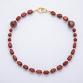 16K Gold Filled 16.5mm Carnelian Round Rectangle Gemstone Chain 19 Inch Necklace w. Dual Push Gate | WA-00537