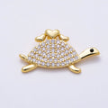 16K Gold Filled 21mm Micro Paved CZ Turtle Sea Animal Pendant | Charms-01509