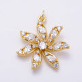 16K Gold Filled 24mm Clear CZ Marquise Round Petal Flower Charm | Charms-01546