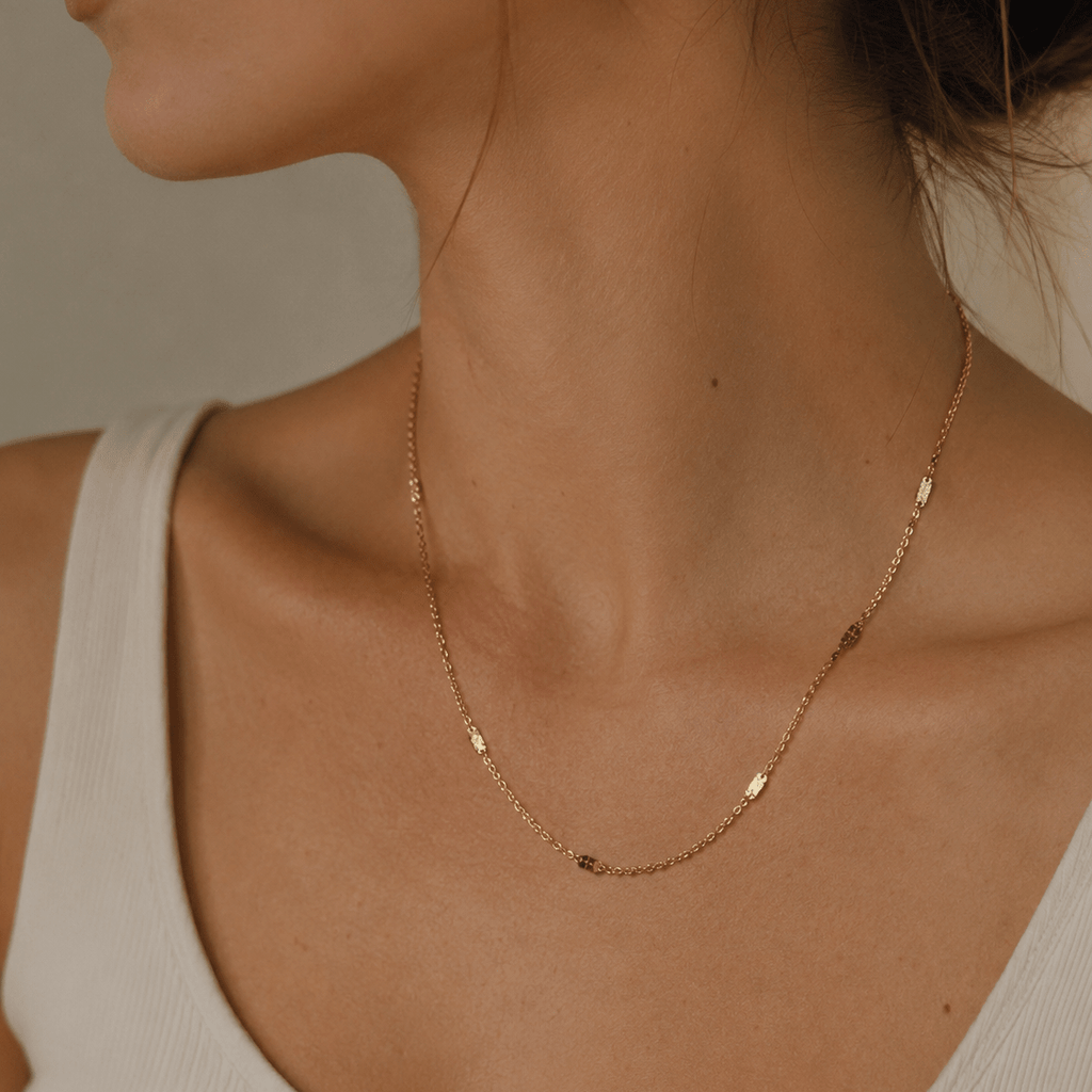 24K Gold Filled 1.5mm Minimalist Flat Link Cable Chain 17.5 Inch Necklace | WA-02959