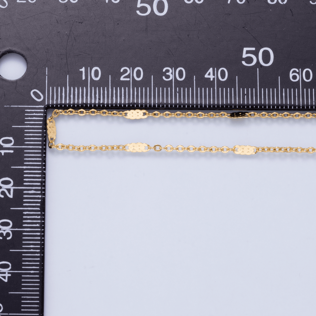 24K Gold Filled 1.5mm Minimalist Flat Link Cable Chain 17.5 Inch Necklace | WA-02959