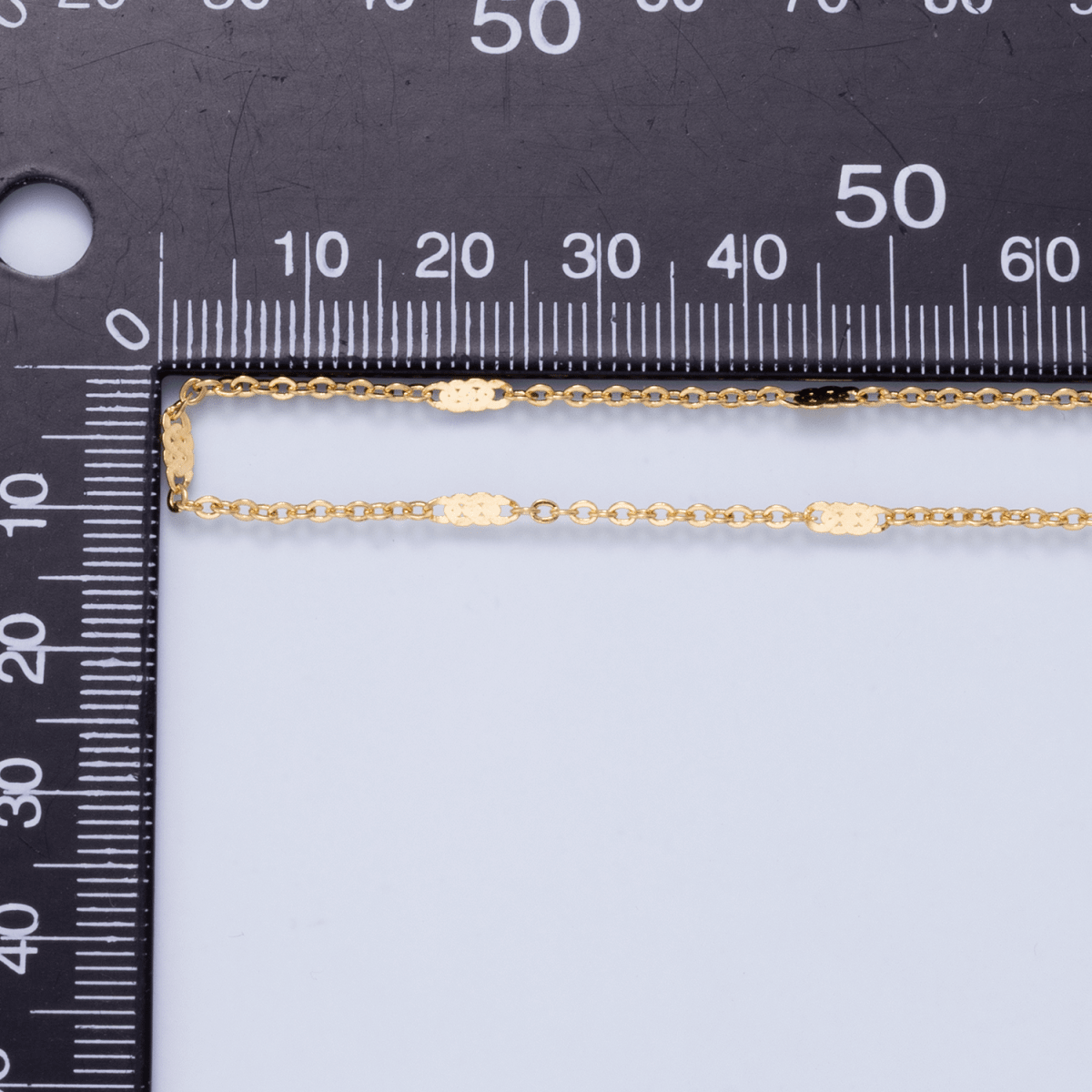 24K Gold Filled 1.5mm Minimalist Flat Link Cable Chain 17.5 Inch Necklace | WA-02959