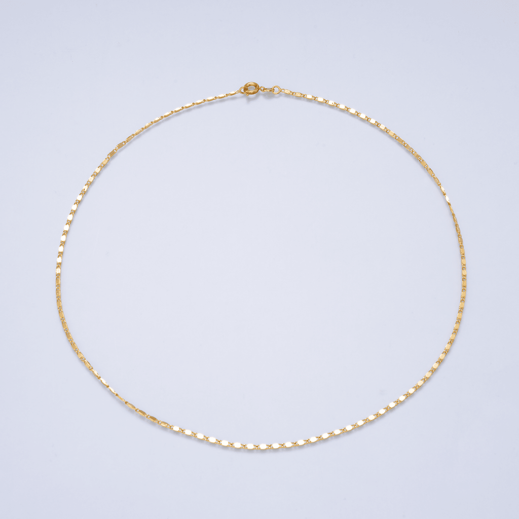 24K Gold Filled 1.63mm Minimalist Mariner Link Chain 17.7 Inch Necklace | WA-02970