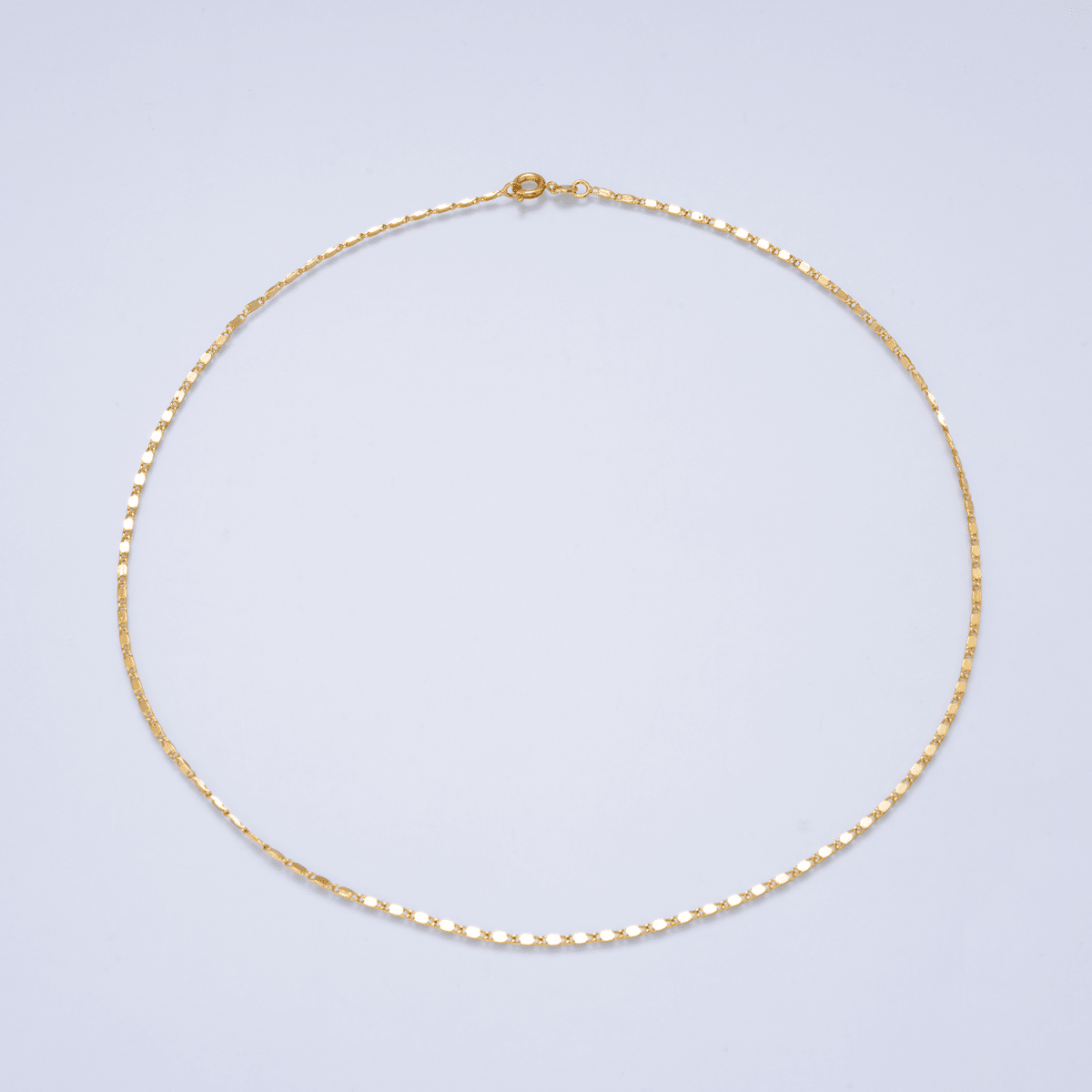 24K Gold Filled 1.63mm Minimalist Mariner Link Chain 17.7 Inch Necklace | WA-02970