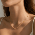 24K Gold Filled 2.5mm Minimalist Mariner Link Chain 17.7 Inch Necklace | WA-01071