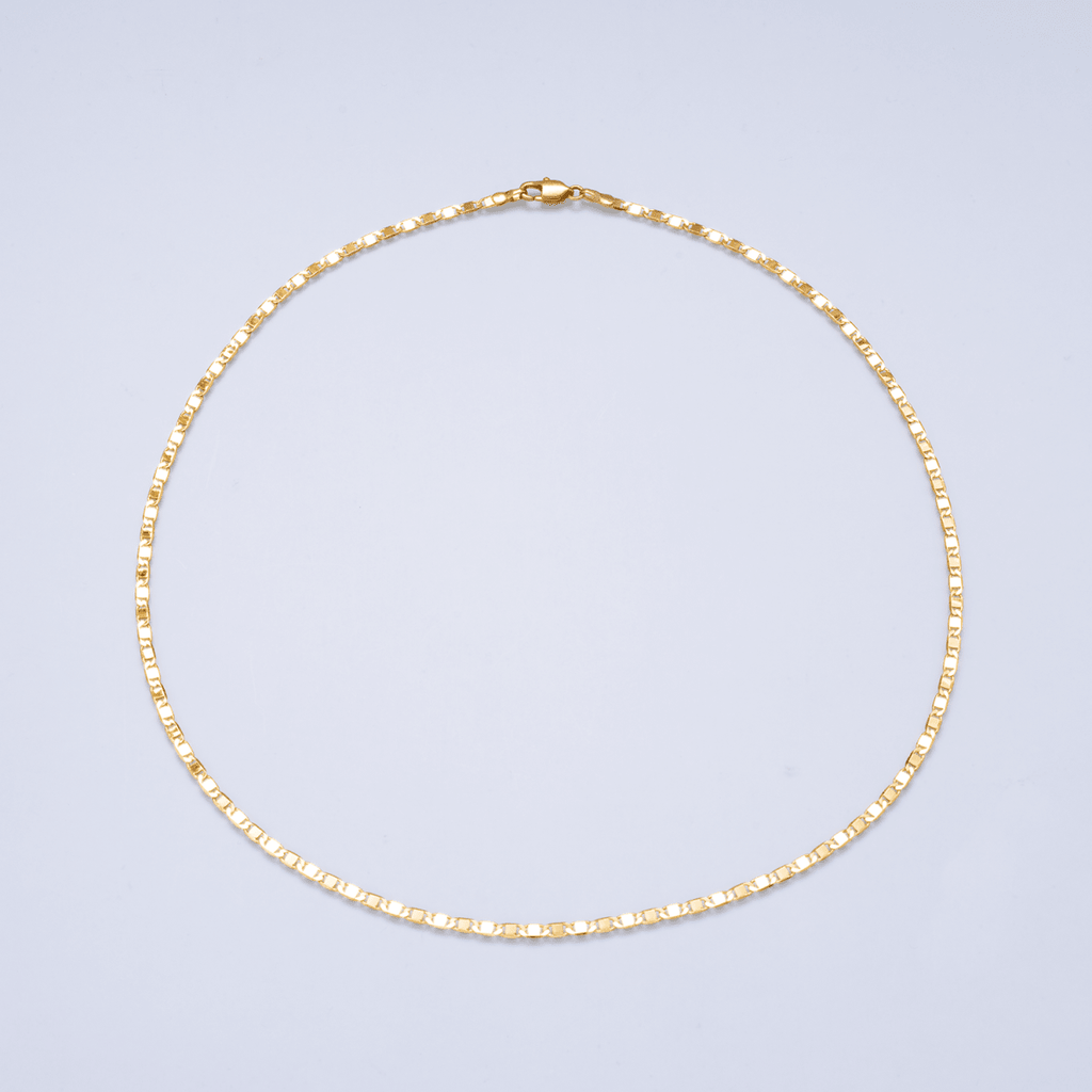 24K Gold Filled 2.5mm Minimalist Mariner Link Chain 17.7 Inch Necklace | WA-01071