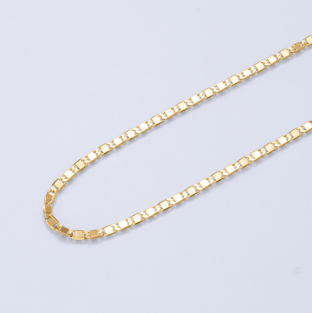 24K Gold Filled 2.5mm Minimalist Mariner Link Chain 17.7 Inch Necklace | WA-01071