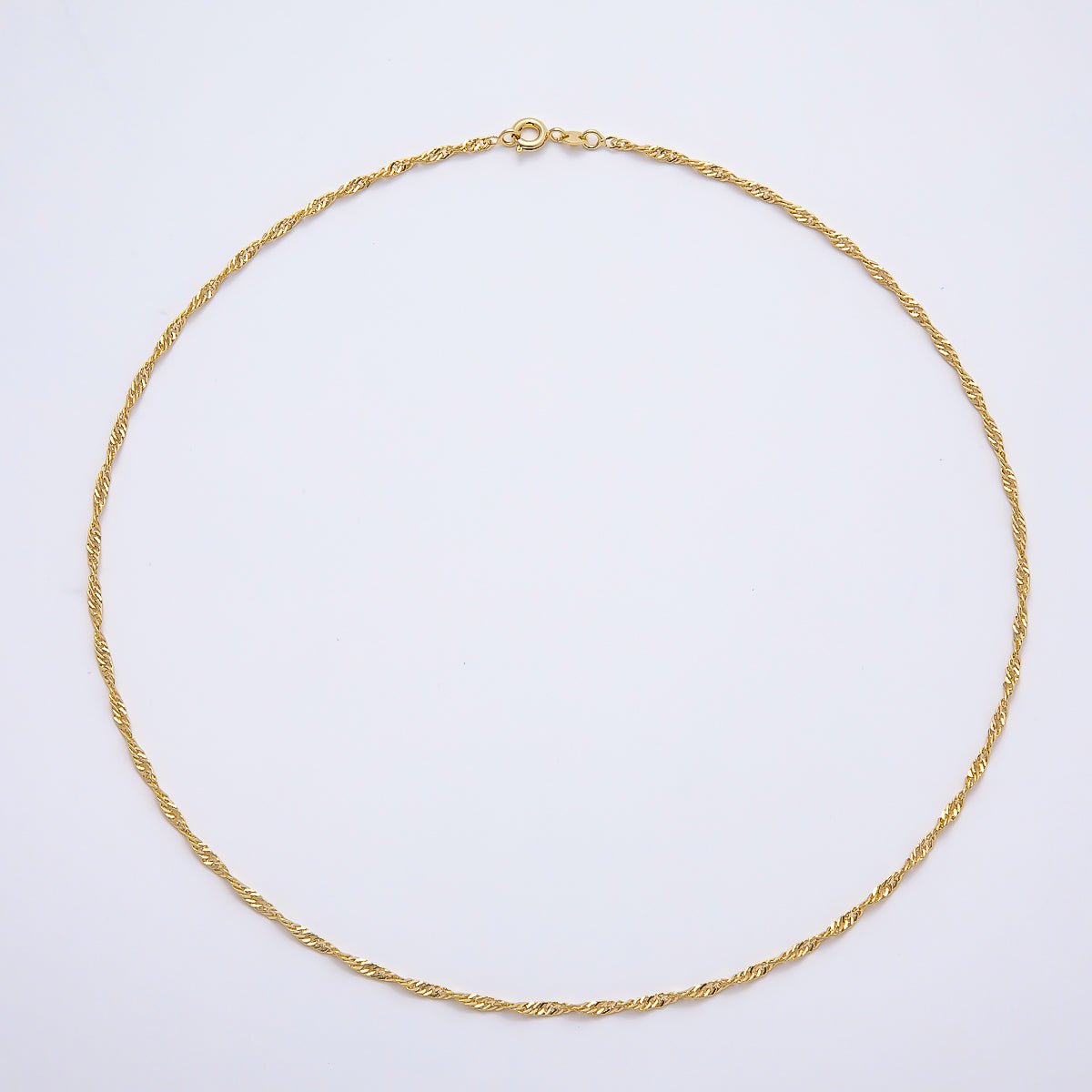 24K Gold Filled 2mm Minimalist Twist Singapore Chain 18 Inch Necklace | WA-00184