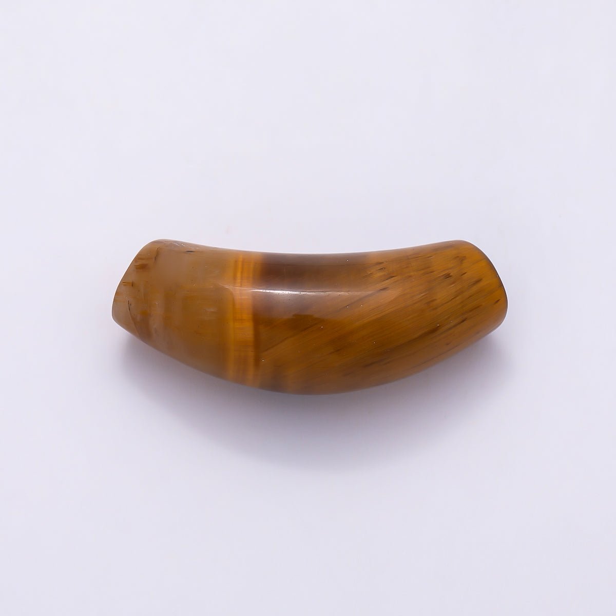 28mm x 12mm Tiger Eye, Aventurine Gemstone Slide Curved Tube Pendant | Beads-00529 Beads-00530