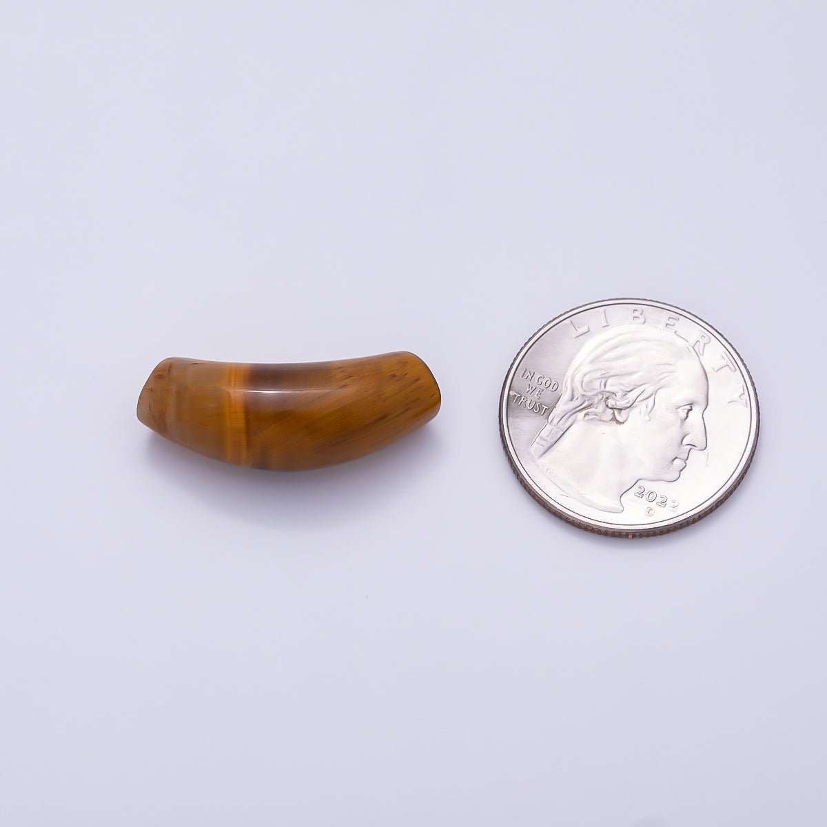 28mm x 12mm Tiger Eye, Aventurine Gemstone Slide Curved Tube Pendant | Beads-00529 Beads-00530