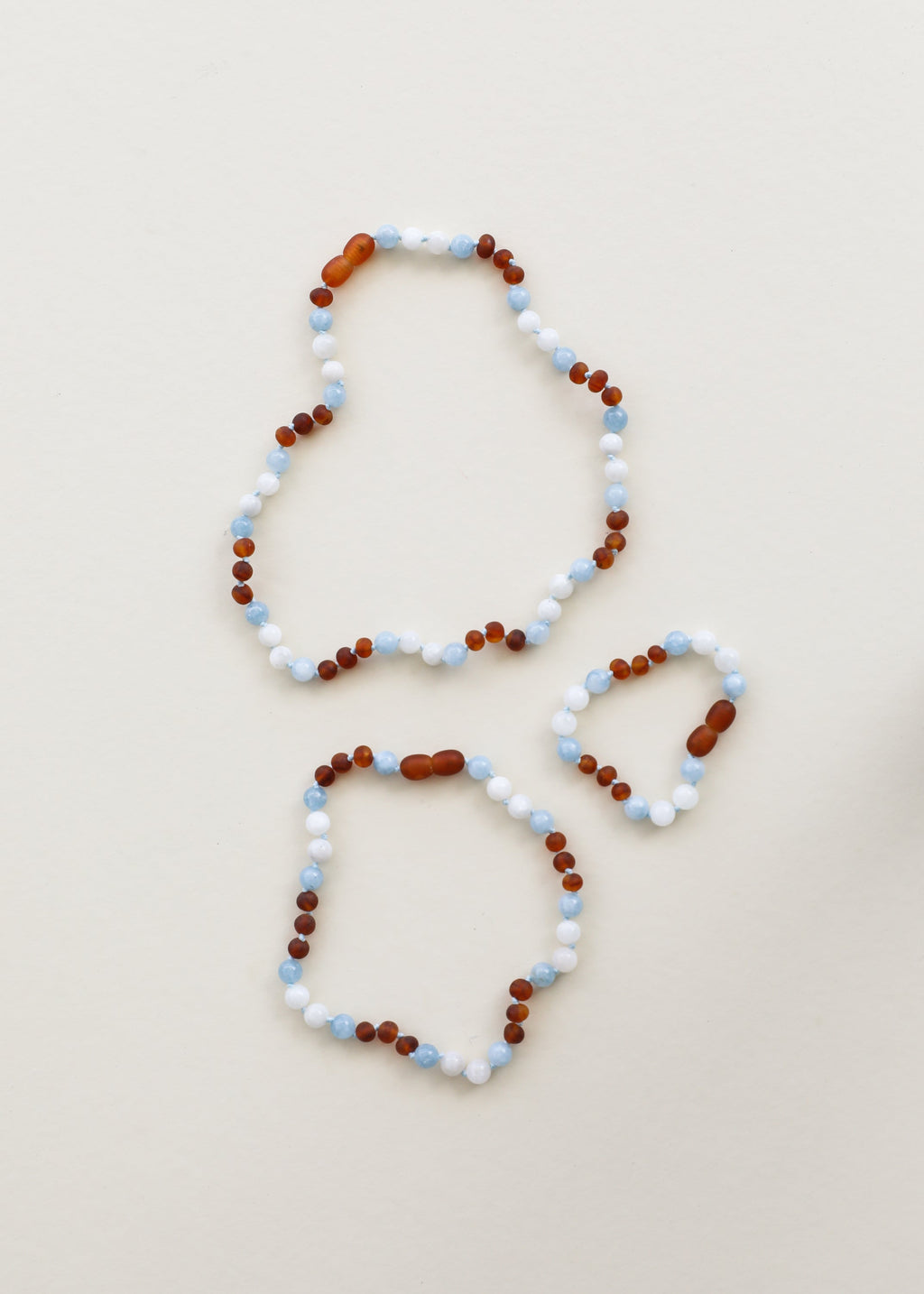 Raw Cognac Amber + Moonstone + Aquamarine Gemstone || Anklet or Bracelet