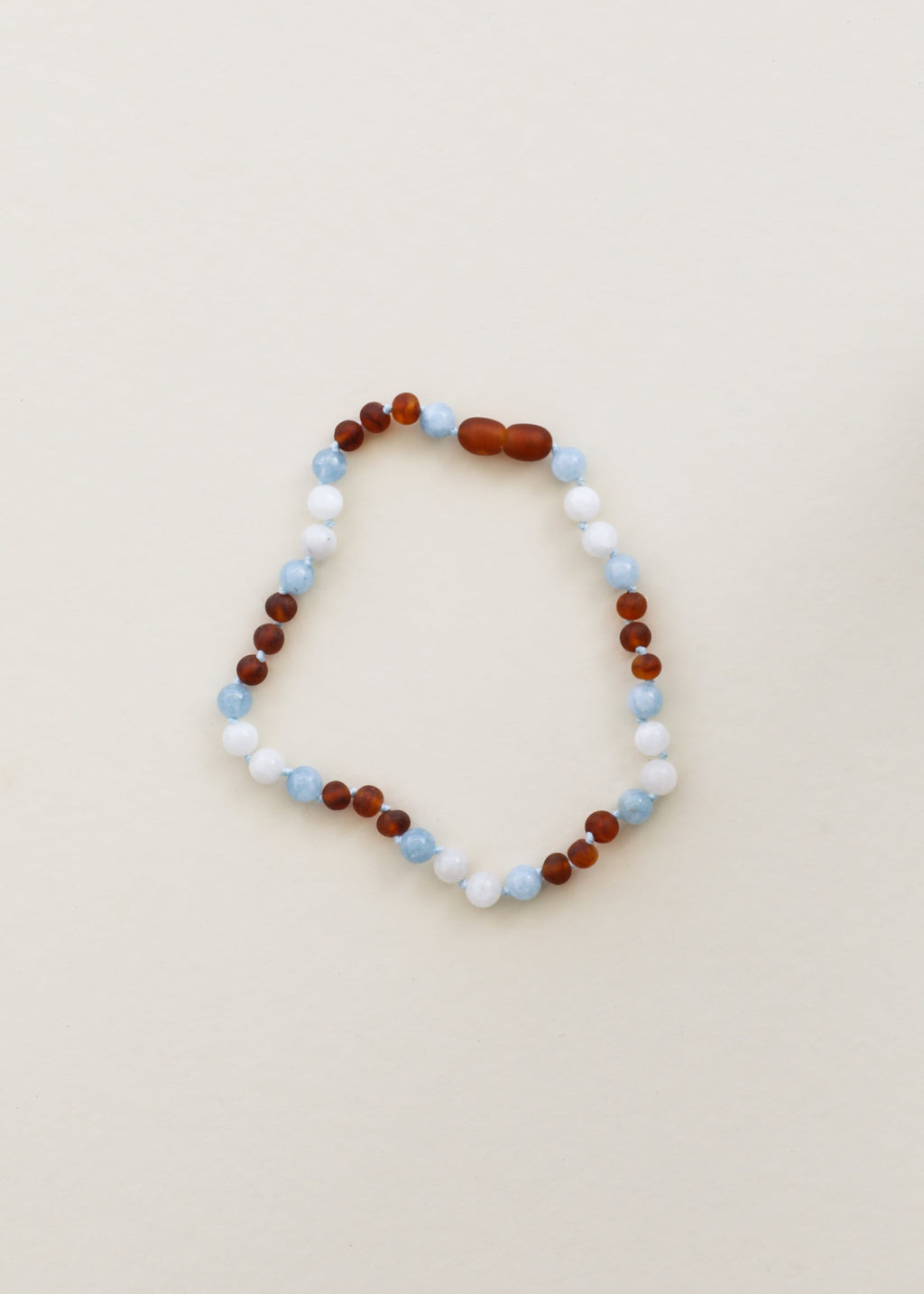 Raw Cognac Baltic Sea Amber + Moonstone + Aquamarine || Gemstone Necklace