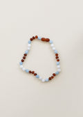Raw Cognac Baltic Sea Amber + Moonstone + Aquamarine || Gemstone Necklace