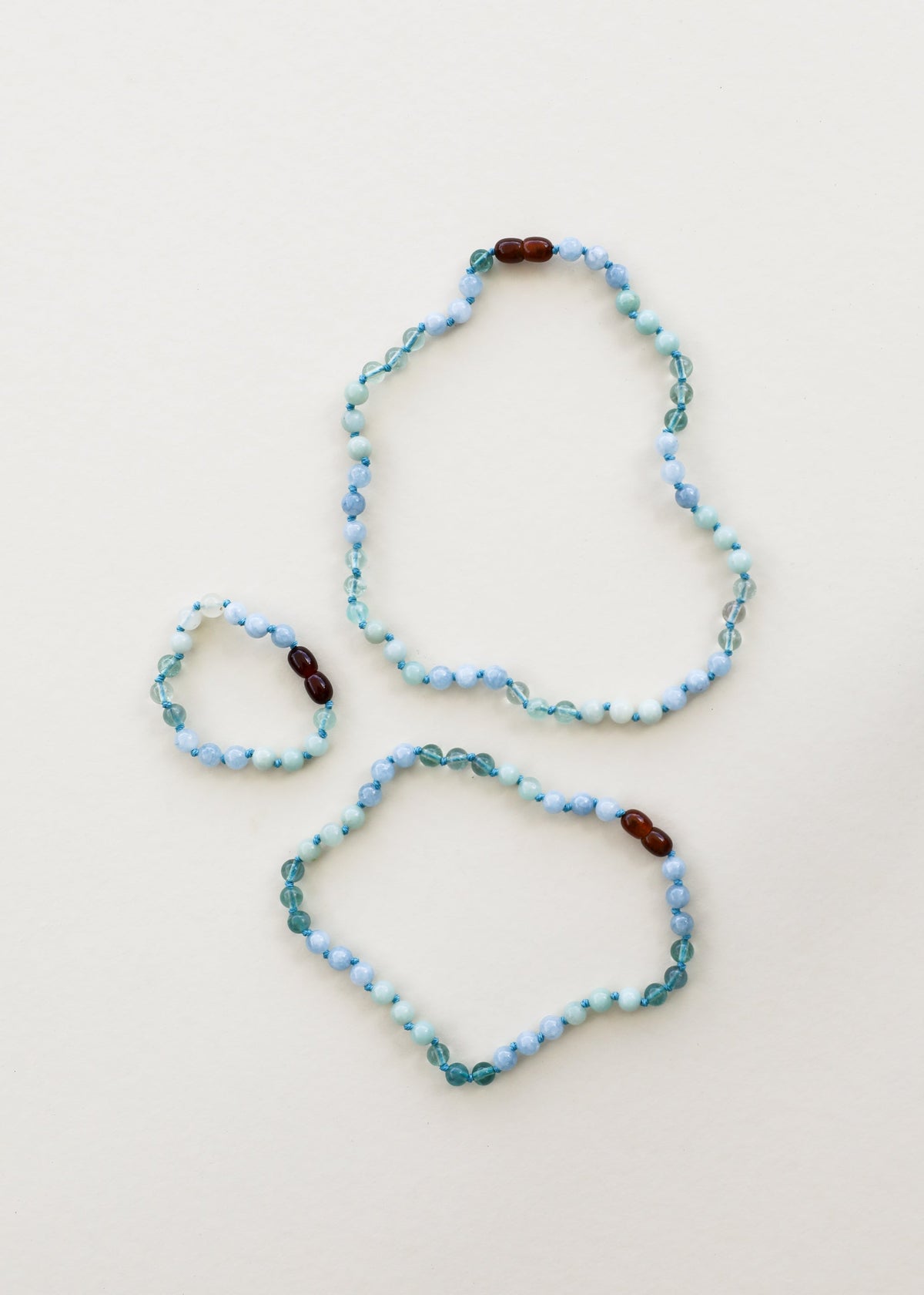 Amazonite + Aquamarine + Fluorite || Gemstone Necklace