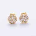 18K Gold Filled 8.8mm Clear, Purple, Pink Micro Paved CZ Baguette Round Stud Earrings | AJ274 AJ204 AJ206