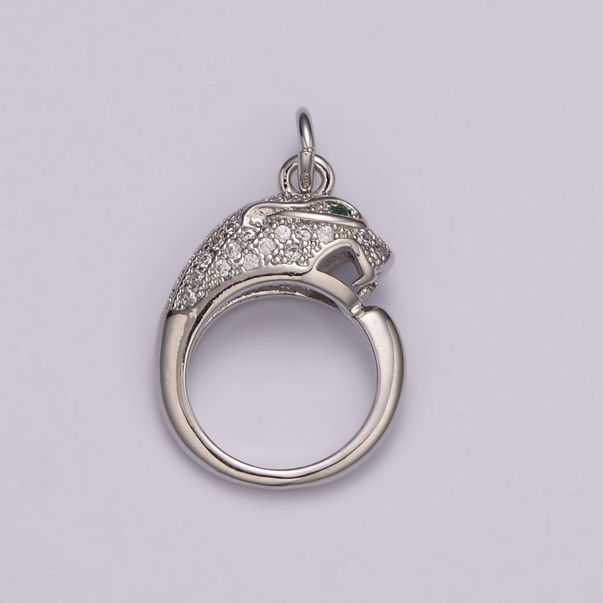 Gold, Silver Micro Paved Circular Leopard Panther Pendant Round Charm | E701 E702