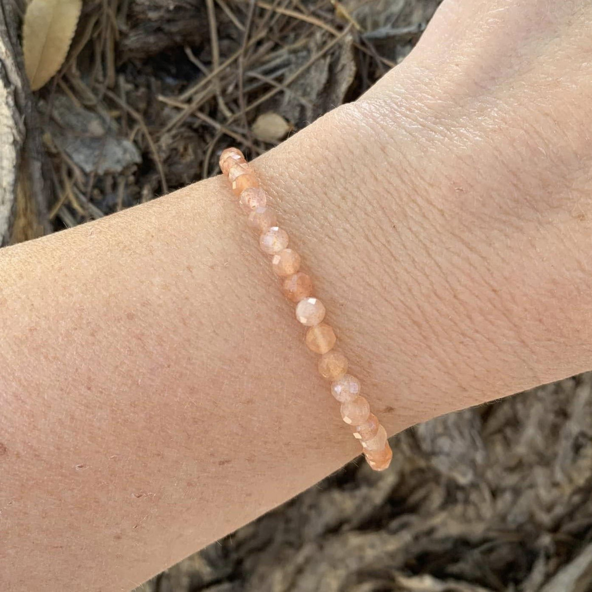 Sunstone Bracelet 4 mm Faceted Round Beads – Radiance and Joyful Energy