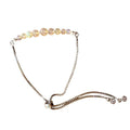 White Opal Round Graduated Bar Bracelet with Adjustable Chain (October)