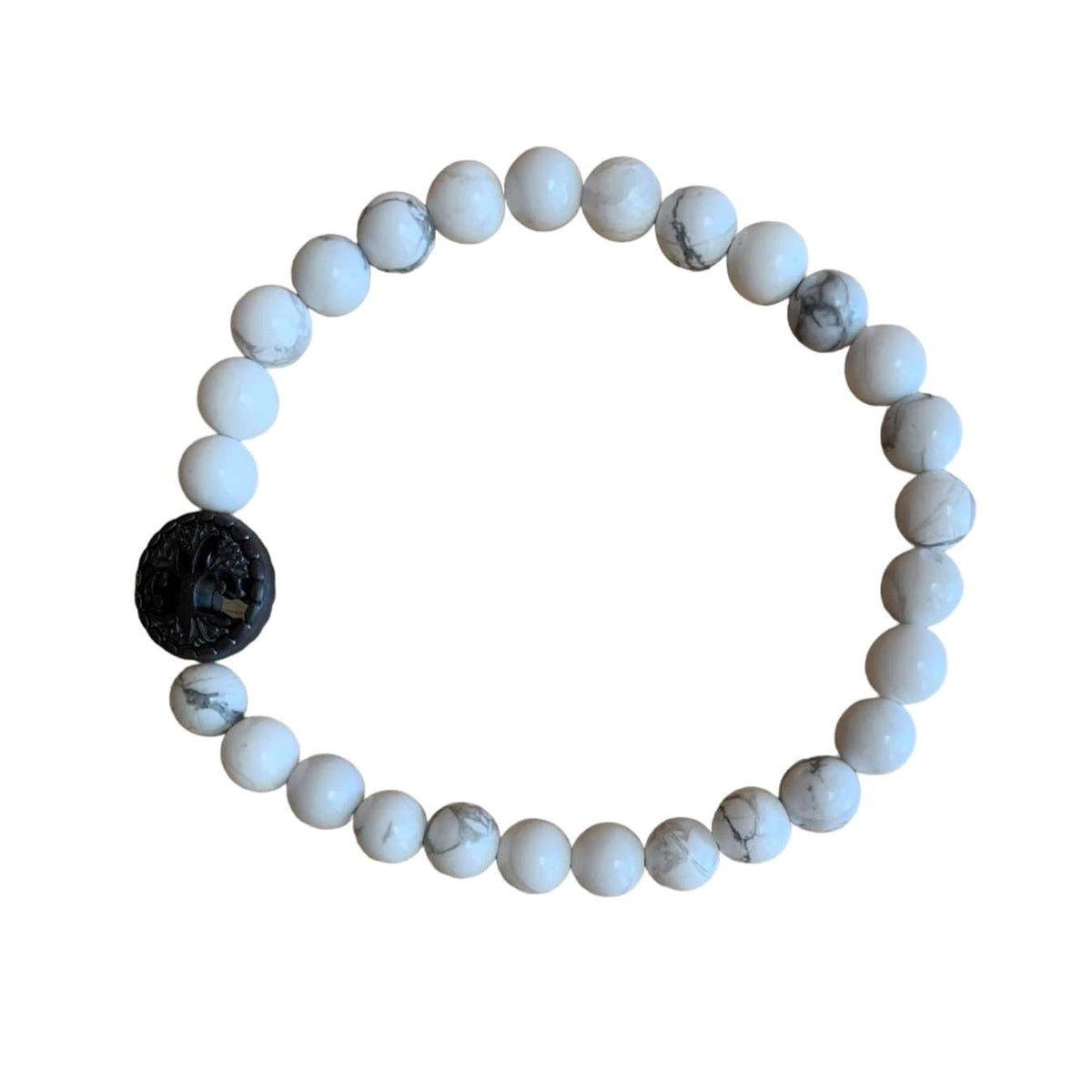 White Howlite Bracelet Round Beads 3 Sizes