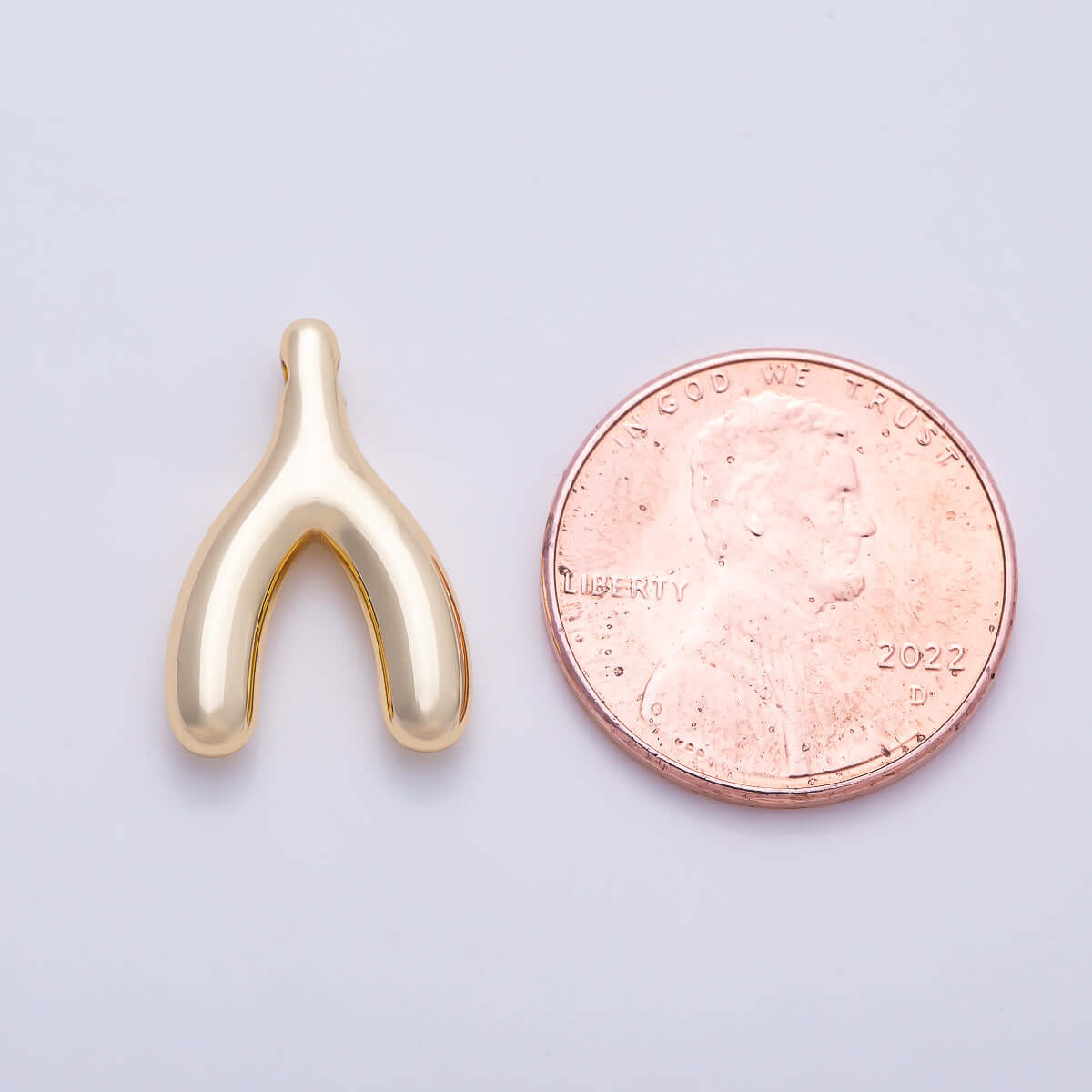 Stainless Steel PVD Gold 18mm Minimalist Lucky Wishbone Pendant in Gold & Silver | Charms-01582 Charms-01583