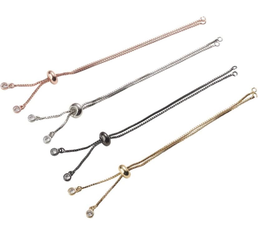 White Opal Round Graduated Bar Bracelet with Adjustable Chain (October)