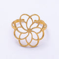 PVD Gold Stainless Steel Open Minimalist Flower Statement Ring | Rings-00323