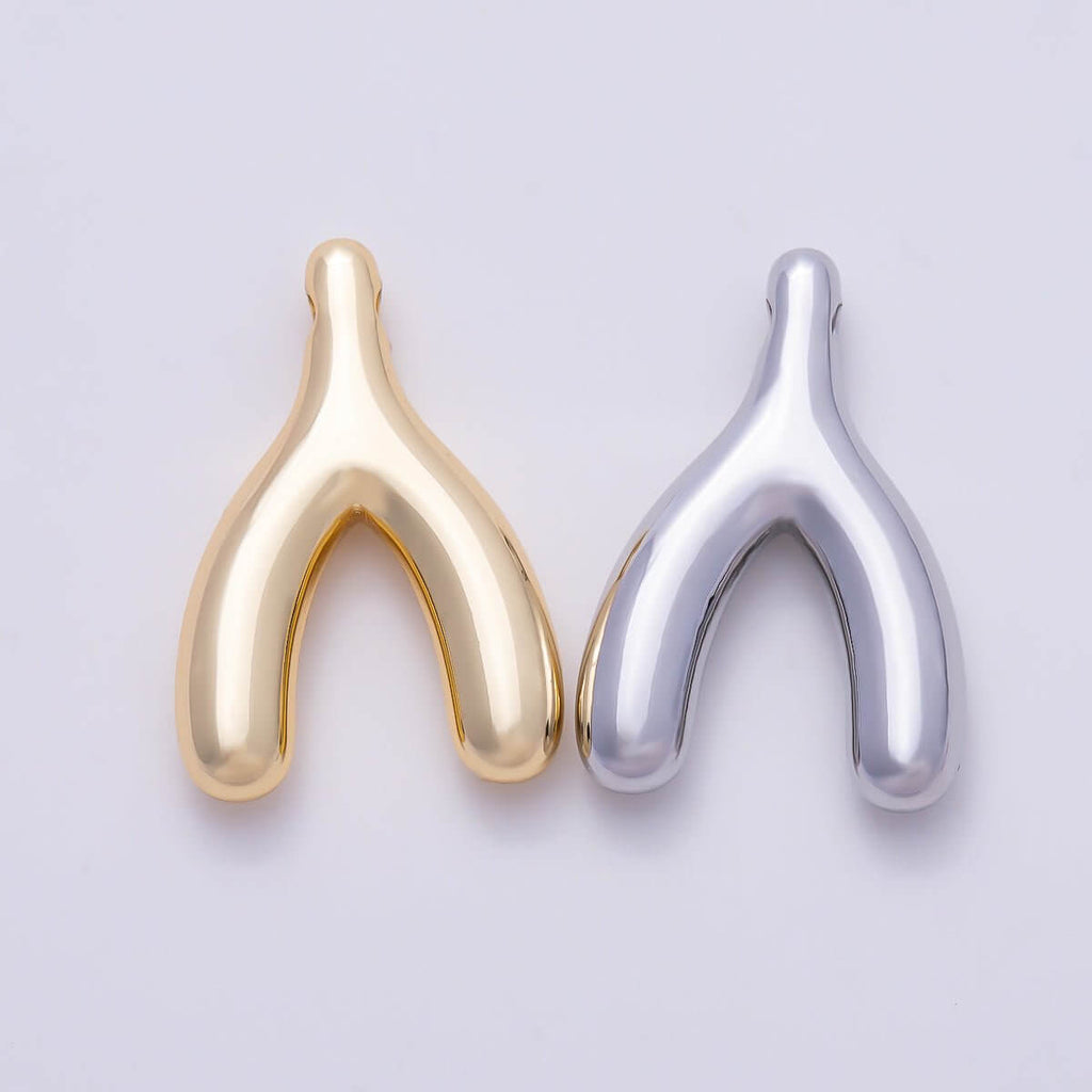 Stainless Steel PVD Gold 18mm Minimalist Lucky Wishbone Pendant in Gold & Silver | Charms-01582 Charms-01583