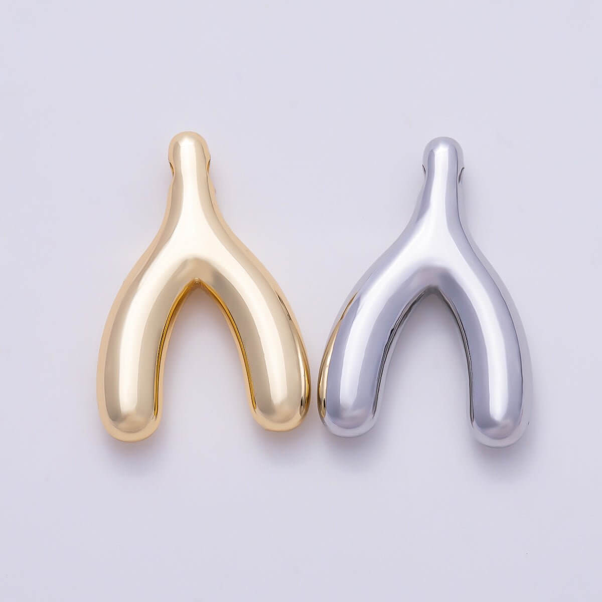 Stainless Steel PVD Gold 18mm Minimalist Lucky Wishbone Pendant in Gold & Silver | Charms-01582 Charms-01583