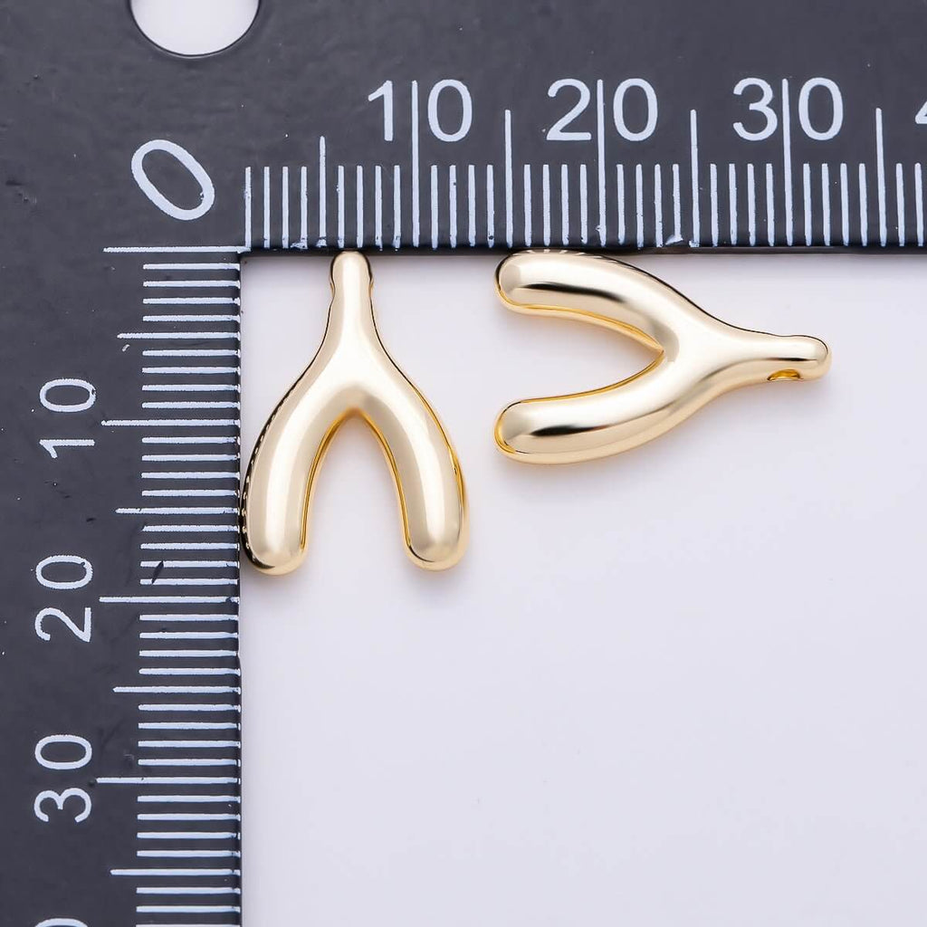 Stainless Steel PVD Gold 18mm Minimalist Lucky Wishbone Pendant in Gold & Silver | Charms-01582 Charms-01583