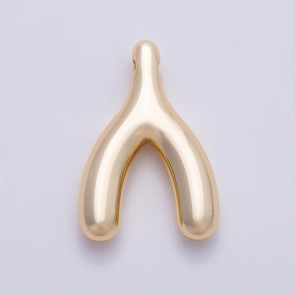 Stainless Steel PVD Gold 18mm Minimalist Lucky Wishbone Pendant in Gold & Silver | Charms-01582 Charms-01583