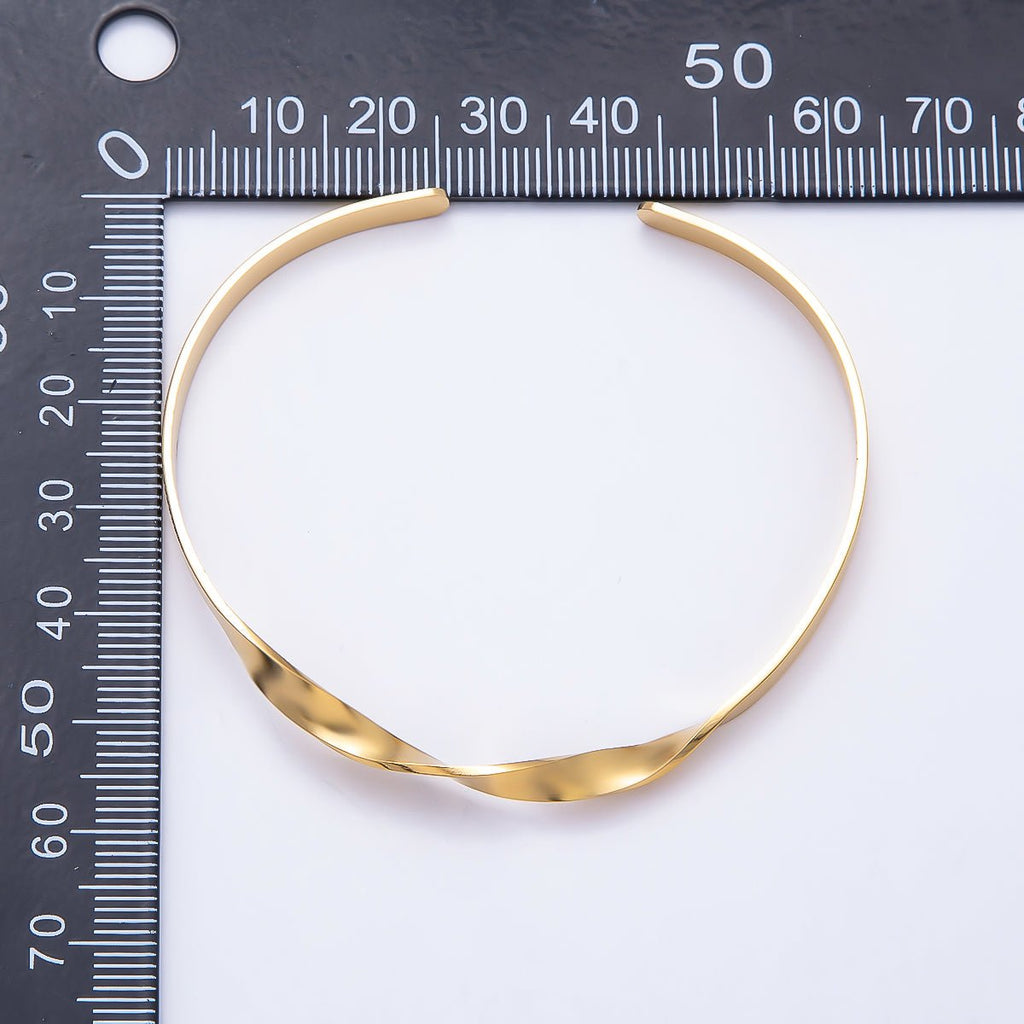 Stainless Steel Gold PVD Minimalist Twist Cuff Bracelet | WA-01986