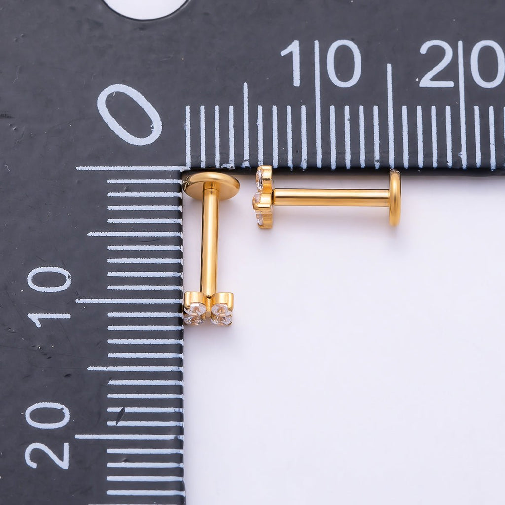 Titanium 3.3mm Clear CZ Flower Universal Cartilage Piercing Flat Back Stud | BJ-00207