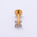 Titanium 3.3mm Clear CZ Flower Universal Cartilage Piercing Flat Back Stud | BJ-00207