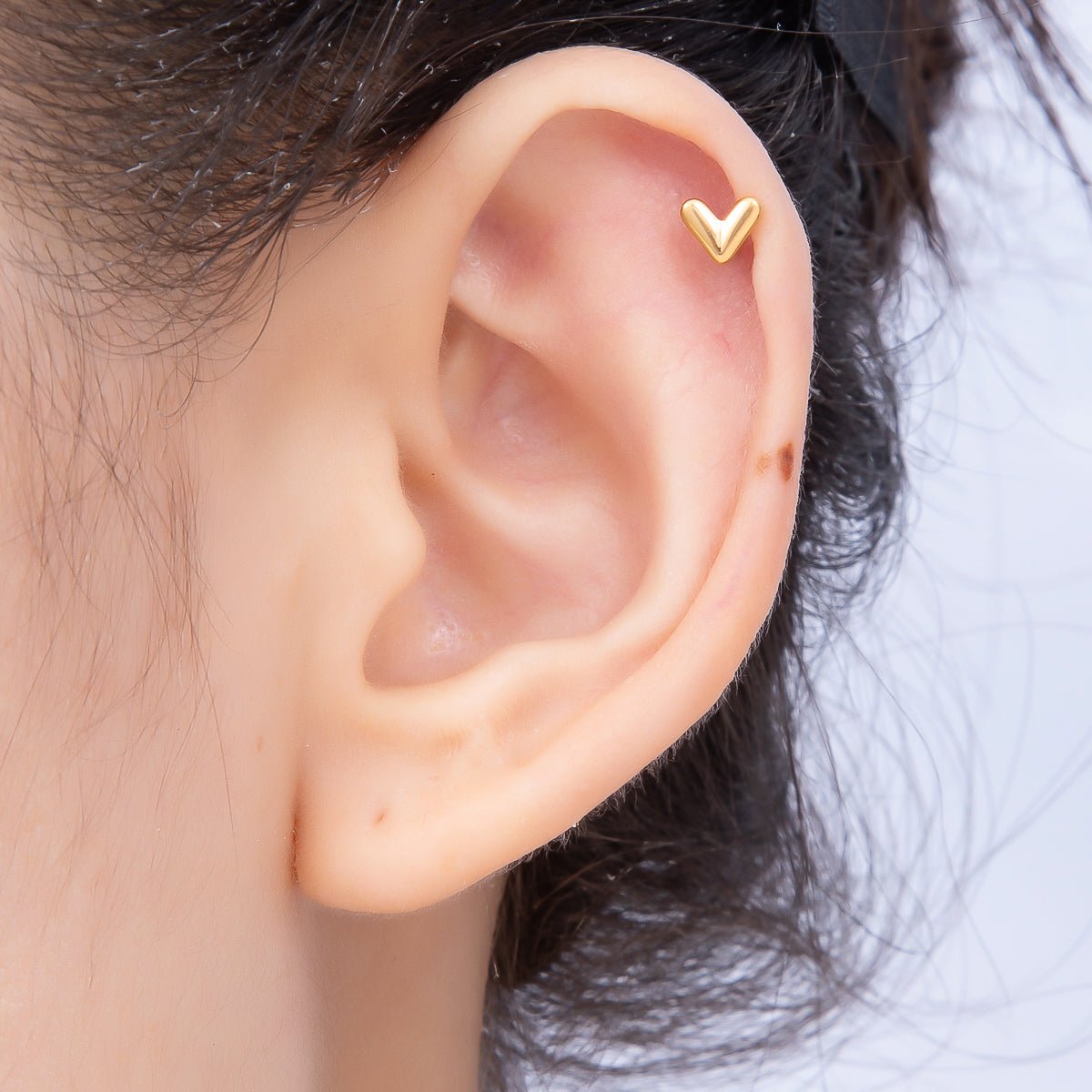 Titanium 4.5mm Minimalist Heart Universal Cartilage Piercing Flat Back Stud | BJ-00208